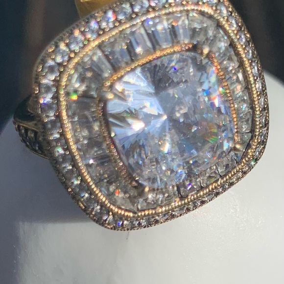 Gorgeous 3K CZ/Baguette/Round Gold over SS Ring - Picture 12 of 15